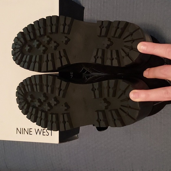 Nine West Davyd Wedge Buckle Booties In Black Suede - Picture 15 of 16